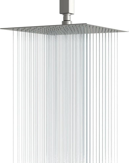 Lordear Rain Shower Heads High Pressure, Rainfall Showerhead for Bathroom Fixed Mount, 12 Inch Large Square High Flow Shower Head (Brushed Nickel)