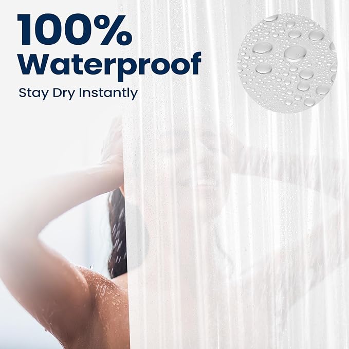 downluxe Shower Curtain Liner, PEVA Plastic Shower Liner with 3 Magnets, 72" x 72" Waterproof Bathroom Curtain, Frosted, 2 Pack