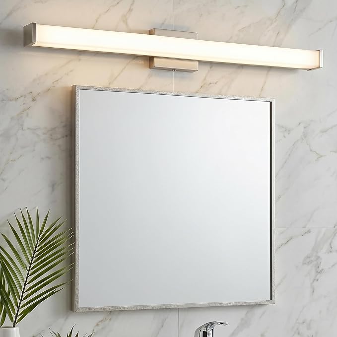 URSOLA 48" Modern LED Bathroom Light Fixtures, Brushed Nickel 3CCT Dimmable Bathroom Vanity Light Over Mirror, Bathroom Vanity Bath Bar Lights with Double Layer Acrylic Shade