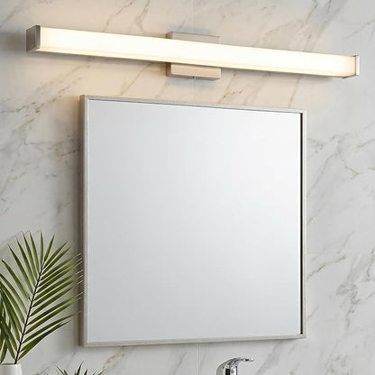 URSOLA 48" Modern LED Bathroom Light Fixtures, Brushed Nickel 3CCT Dimmable Bathroom Vanity Light Over Mirror, Bathroom Vanity Bath Bar Lights with Double Layer Acrylic Shade