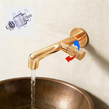 BiaoTeng Concealed Faucet for Bathroom Sink Wall Mount Hot and Cold Brass Faucets for Bathroom Sinks Single Hole Rose Gold