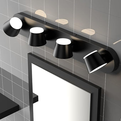 URSOLA 4 Light Bathroom Vanity Light, LED Black Wall Light Fixtures, Up and Down Rotatable Dimmable, 27 inch Bathroom Lighting Fixtures Over Mirror