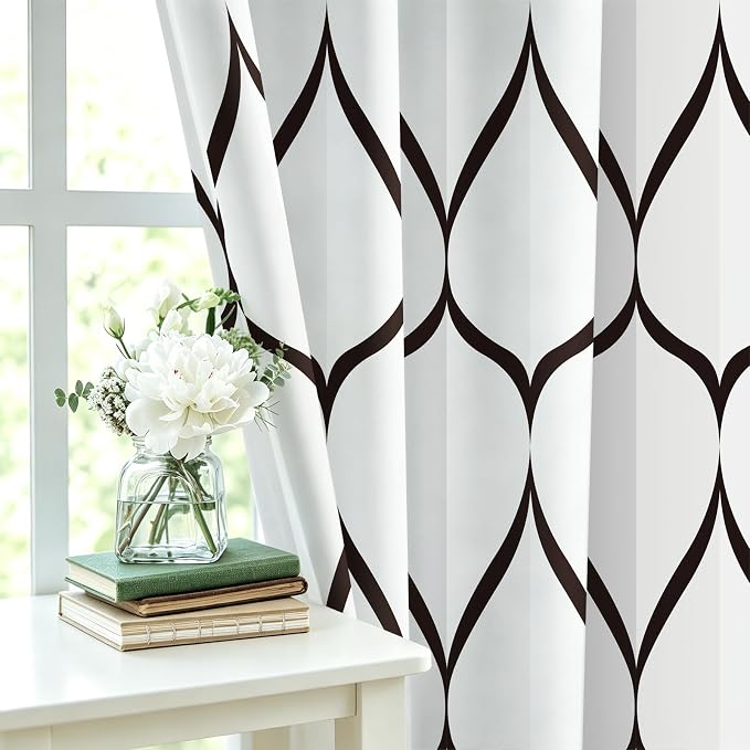 Gelbchu Geometric Shower Curtain for Bathroom, White Black, 72x72 Inch | with Hooks, Premium Polyester, Quick Dry, Water Repellent, Machine Washable, Rustproof Grommets, Modern Minimalist