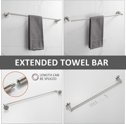 Bathroom Accessories Set 4 Piece Bathroom Hardware Set Stainless Steel 304 Brushed Nickel Bathroom Accessories Set Wall Mounted