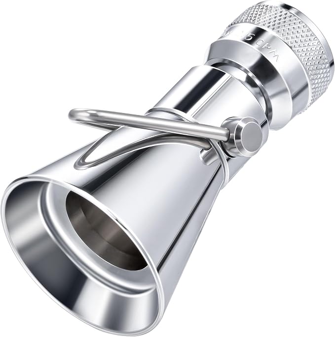 Enhon 2 Setting Pivoting Single Spray Shower Head with Shut Off Valve, Replacement for 52650-PK Compatible with Delta Shower, 2.5 GPM Brass Water Saving Shower Head 1 5/8" Diameter Spray Face(1 Pack)