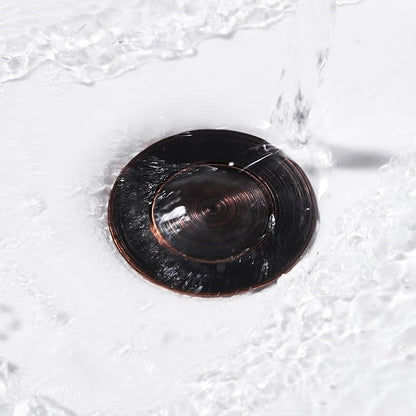Pop up Sink Drain Stopper for Bathroom Vessel Vanity Sink Art Basin Oil Rubbed Bronze, Small Cap with Overflow, Metal Pop-up Drain Strainer with Detachable Basket Stopper | Pop Up Drain, Made of Metal, Small Cap, with Detachable Basket Stopper, Drain F...
