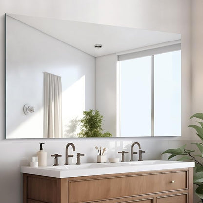 CILIBER Frameless Mirror, 60x36 Mirrors for Wall, Large Bathroom Mirror for Over Sink, Rectangle Frameless Vanity Mirror with Polished Edge, 3mm Tempered Glass, Hangs Horizontally or Vertically