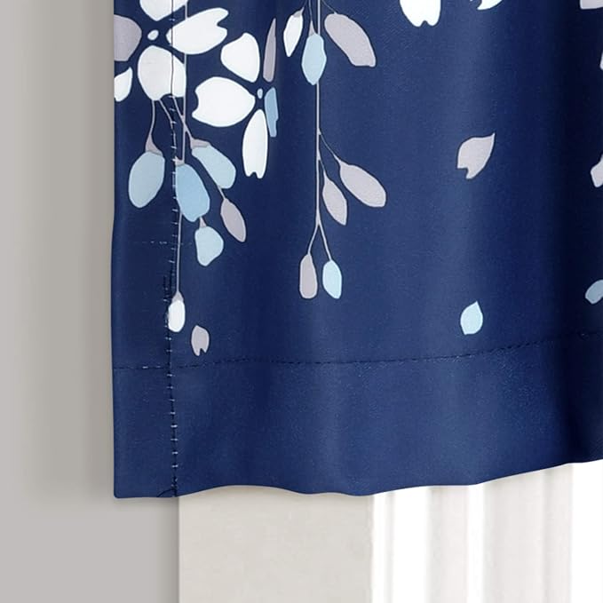 Lush Decor Valance Weeping Flower Light Filtering Window Curtain, Navy