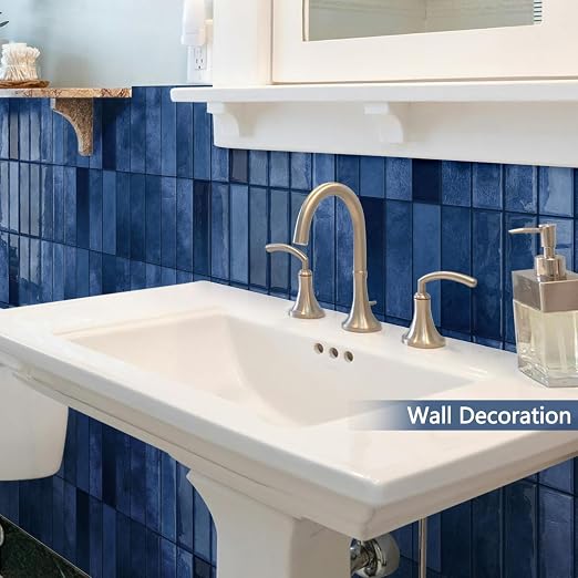 10 Sheets Upgraded Thicker Design Subway Tile Peel and Stick Backsplash | 12”×12”Self Adhesive Wall Tiles Stick on Back Splash for Kitchen,Bathroom,Camper(Blue)