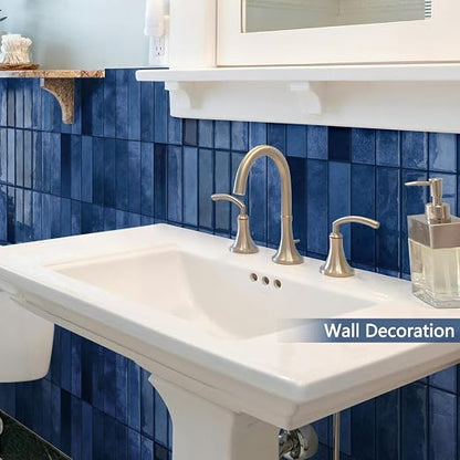 10 Sheets Upgraded Thicker Design Subway Tile Peel and Stick Backsplash | 12”×12”Self Adhesive Wall Tiles Stick on Back Splash for Kitchen,Bathroom,Camper(Blue)