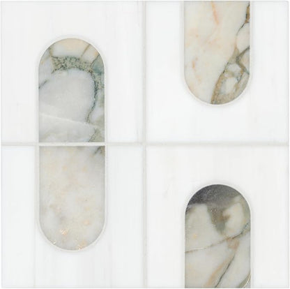 MSI Bianco Dolomite Moderno 12 in. x 12 in. Polished Marble Mosaic Floor and Wall Tile for Bathroom, Kitchen Backsplash, Accent Wall Tile, and Shower Wall Tile
