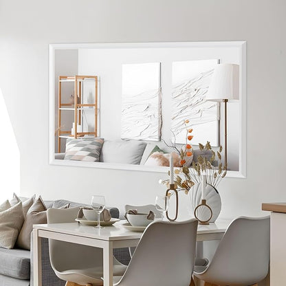 Bathroom Mirror for Wall, 72x36 Inch (White) | HD Reflection, Tempered Glass, Thick Metal Framed Rectangle Mirrors for Over Sink, Vanity, Bedroom, Living Room, Entryway