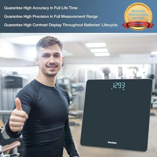Homebuds Bathroom Scale for Body Weight, Precision 0.1lb by Our Professional Scale Factory Since 2001, Digital Weight Scale LED Display and Step-On, 3*AAA Batteries Included, 400lb/182kg, Blue | Professional Factory Since 2001 Digital Weight Loss Scale...