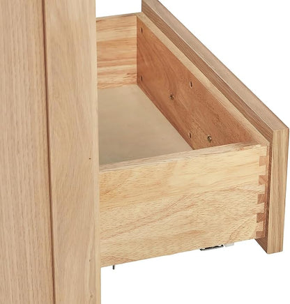 ARIEL Cambridge 66-inch Bathroom Vanity Base Cabinet,Solid Wood, 2 Soft Closing Doors, 9 Dovetail Drawers, White Oak