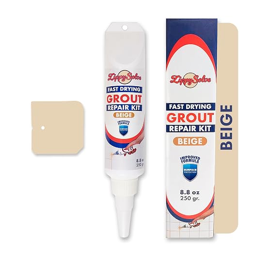 Tile Grout Repair Kit, Refresh Tile Grout Filler (8.8 oz, Beige) | Restore & Renew Tile Joints, Fast-Drying Grout Sealer & Paint, Squeeze Tube for Bathroom, Shower & Kitchen Floors, Waterproof