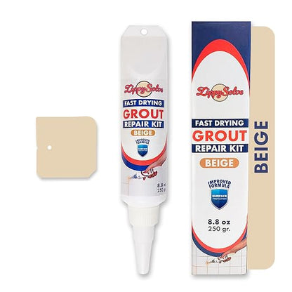Tile Grout Repair Kit, Refresh Tile Grout Filler (8.8 oz, Beige) | Restore & Renew Tile Joints, Fast-Drying Grout Sealer & Paint, Squeeze Tube for Bathroom, Shower & Kitchen Floors, Waterproof