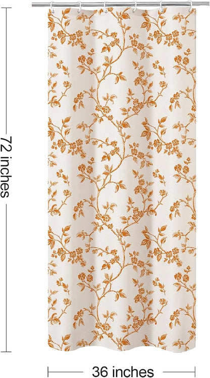 MitoVilla Small Stall Cotton Floral Shower Curtain for Bathroom,36 x 72 | Narrow Half BoHo Cottagecore Spring Shower Curtains, Modern Farmhouse Country Plant Leaves Bathroom Décor, 36 x 72