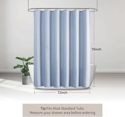 256GSM Cotton-Like Waffle Shower Curtain, Fog Blue 72"x78" | with Weighted Hem & Rustproof Grommets - Soft, Quick-Dry & Water-Repellent, Perfect for Extra-Long Tubs, RVs, Apartments