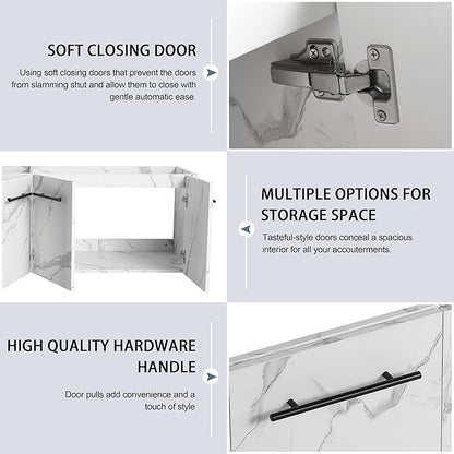 60 Inch Bathroom Vanity Without Sink, 60" Floating Vanity Without Top, Modern Wall Mounted Cabinet for Large Space, Large Bathroom Storage Cabinet with 4 Soft-Closing Doors and Bar Handles