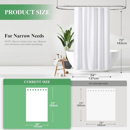Stall Waffle Shower Curtain 256 GSM Heavy Fabric 54x72 White | 54 Inch Wide, Thick Cloth, Weighted Hem, Water Repellent, Hotel Luxury Polyester Shower Curtain Set for Bathroom 10 Hooks