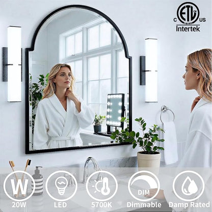 Bathroom Light Fixtures: 40 Inch ETL Certified LED Bathroom Vanity Light 5000K Cool White 40W 3600LM - Modern Black Vanity Light Dimmable with Clear Shade - Bathroom Lighting Fixtures Over Mirror