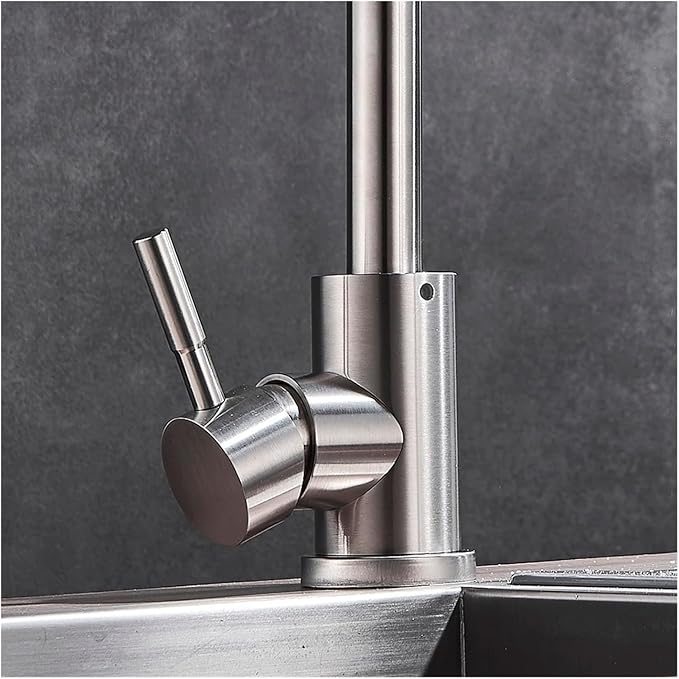Stainless Steel Black Kitchen Faucet 360° Swivel Deck Mount Mixer Tap Hot & Cold Water Modern Bathroom Vanity Crane for Stylish Sink Upgrade，White B