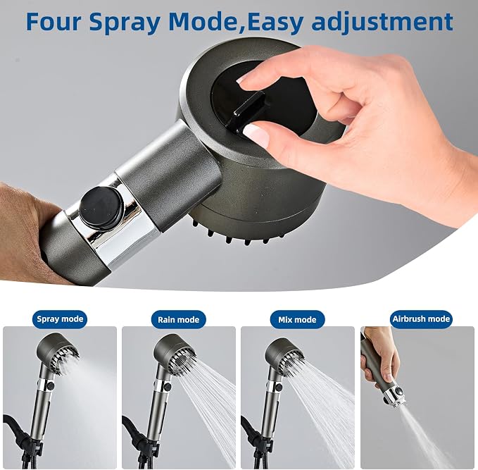 Shower Head High Pressure with Handheld High Pressure | Shower Filter Head for Hard Water Showerhead Black
