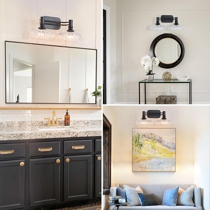 Modern Wall Sconce 2-Light Bathroom Vanity Lights Matte Black Bedroom Light Fixtures in Door Lighting Fixture for Living Room Hallway Corridor