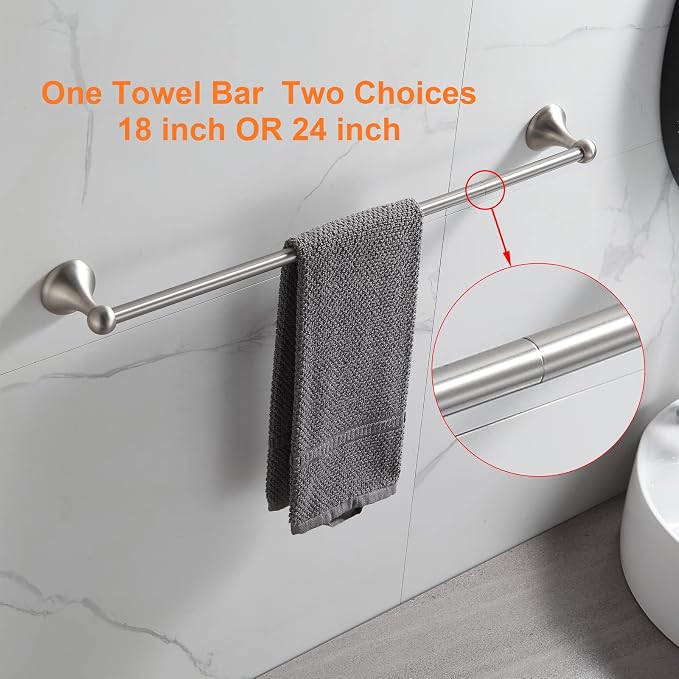 BGL Bathroom Hardware Set Brushed Nickel Adjustable Expandable Bath Towel Bars Bathroom Accessory Set Towel Racks 8-Pieces Wall Mount