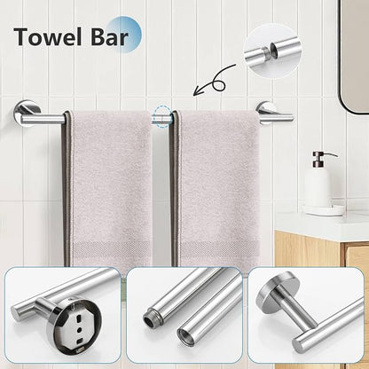 5-Piece Towel Bar Set Polished Chrome Bathroom Hardware Set Upgraded Towel Hooks Towel Racks Set for Bathroom Stainless Steel Wall Mounted Towel Holder Set 23.6 Inch