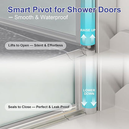 28"-30"W x 72"H Frameless Pivot Frosted Shower Door Brushed Nickel | 1/4"(6mm) SGCC Tempered Glass with Explosion-Proof Film &Nano Coating,Customizable Width