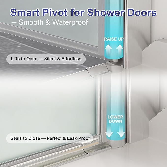 30"-32"W x 72"H Frameless Pivot Frosted Shower Door Brushed Nickel | 1/4"(6mm) SGCC Tempered Glass with Explosion-Proof Film &Nano Coating,Customizable Width