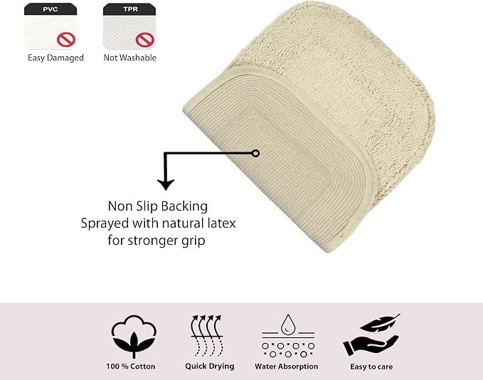 Home Weavers Radiant Collection 100% Cotton Bathroom Rugs Set, Machine Washable Rug, Extra Soft and Absorbent Bath Rug, Kitchen Mat, Bath Mat Set, Bath Floor Mat Non Slip, 21"x34" Rectangle, Ivory