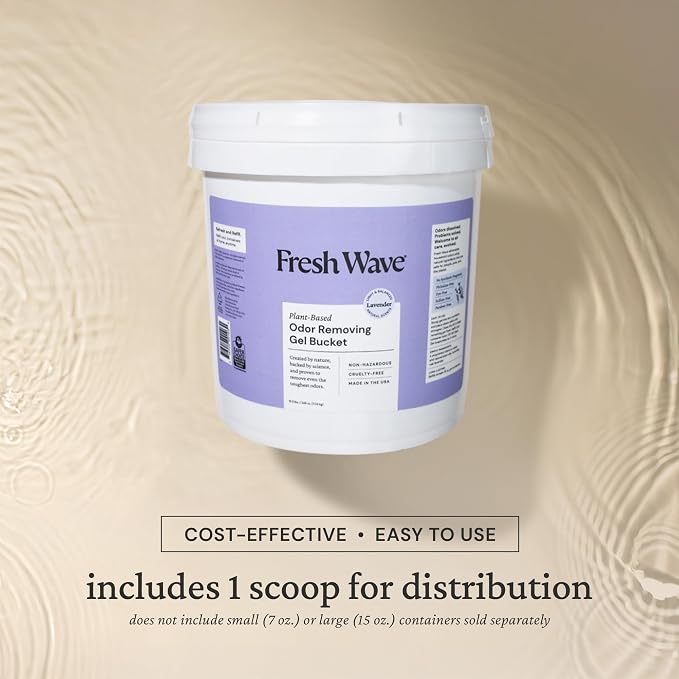 Fresh Wave Odor Eliminator Gel Bucket, 248 oz. Lavender Refill | EPA Safer Choice rated, No parabens or harsh chemicals, Refills up to 16 large gel jars, Pet-safe room deodorizer