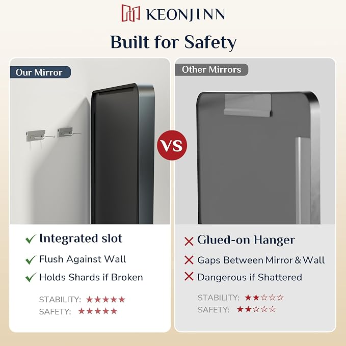 Keonjinn 24 x 32 Inch Black Bathroom Mirrors for Over Sink, Tempered Glass | Sandblasted Finish, Matte Black Vanity Mirror, Anti-Rust, Seamless Aluminum Frame, Rounded Rectangle, French Cleat Mount