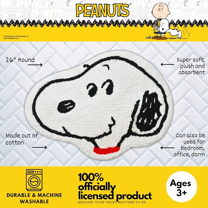 Collectibles Peanuts Snoopy 100% Cotton Non Slip Plush Bathroom Mat Rug (Officially Licensed Product) by Franco