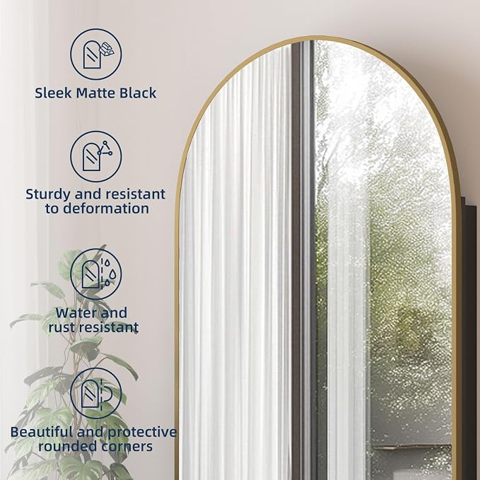 Medicine Cabinets for Bathroom, Gold Arched Medicine Cabinet Recessed or Surface Wall-Mounted,Modern Bathroom Vanity Mirror with Storage, Mirrored Cabinet with Adjustable Shelves,24x36 Inch
