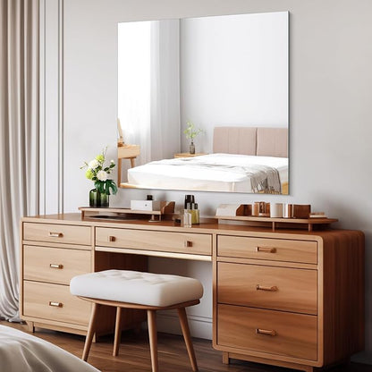 CILIBER Frameless Mirror, 36x36 Square Bathroom Mirrors for Wall, Large Frameless Vanity Mirror Over Sink with Polished Edge, 3mm Tempered Glass, Decorative for Bathroom, Bedroom and Living Room