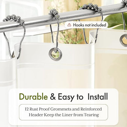Bathway Shower Curtain Liner, Frosted Shower Curtain Liner 72x78 PEVA Waterproof Shower Curtain Liner Plastic with 3 Magnets and 12 Rustproof Metal Grommets, Lightweight Long Shower Liner for Bathroom