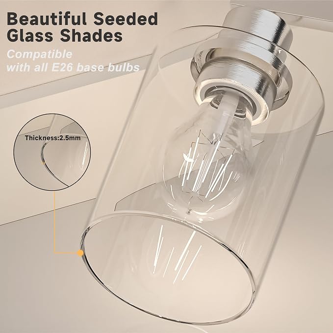 Hasipu 5-Light Vanity Lights for Bathroom, Vanity Light with Glass Shade, Bathroom Lighting Fixtures Over Mirror for Kitchen Living Room Hallway Cabinet Porch