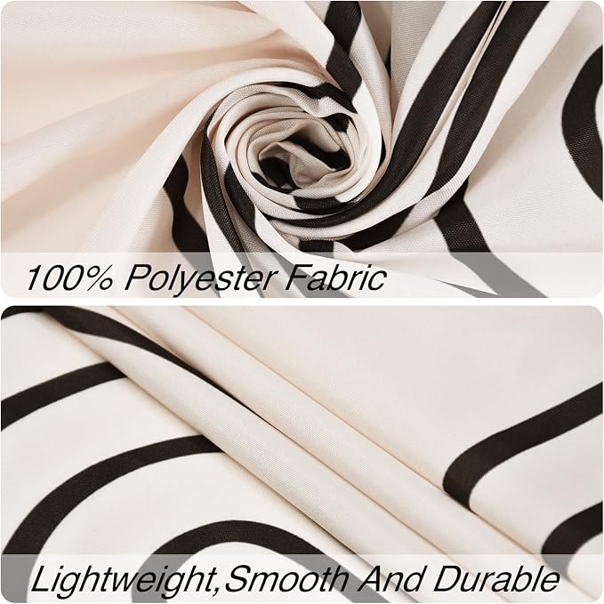3 in 1 Shower Curtain Set, Boho Mid Century Modern | Polyester Bath Curtain with Magnetic PEVA Liner and 12 Double Sided Stainless Steel Hooks 72x72 Inches