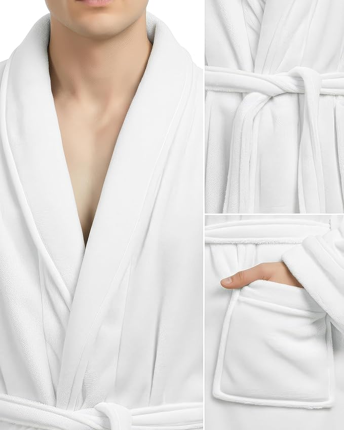 NY Threads Mens Robe, Luxury Plush Fleece Mens Bathrobe, Spa Bath Robe for Men