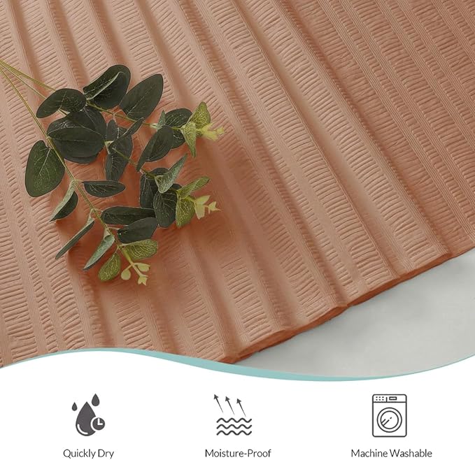 Aiyufeng Moga Coral Shower Curtain - 3D Embossed Cloth Shower Curtain for Bathroom, Hotel Luxury Bathroom Curtains, Machine Washable, Standard Size 72Wx78H