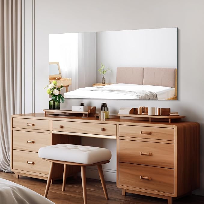 CILIBER Frameless Mirror, 24x48 Mirrors for Wall, Rectangle Bathroom Mirror for Over Sink, Frameless Vanity Mirror with Polished Edge, 3mm Tempered Glass, Hangs Horizontally or Vertically