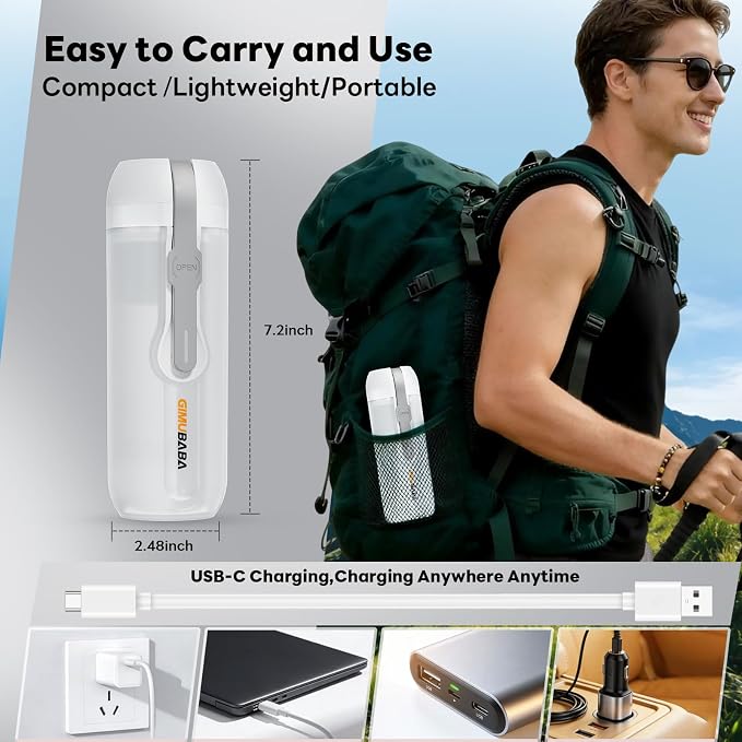 Portable Electric Bidet for Travel with 180° Adjustable Nozzle, Strong Water Pressure- Handheld Rechargeable USB-C Bidet,350ml IPX6 Waterproof Personal Hygiene Cleaner for Postpartum Women, Camping