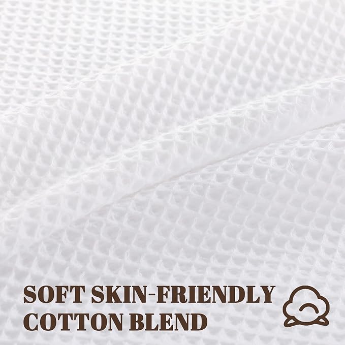 Extral Long Shower Curtains for Bathroom Waffle Scalloped Shower Curtain White Cotton 72''W × 84''L