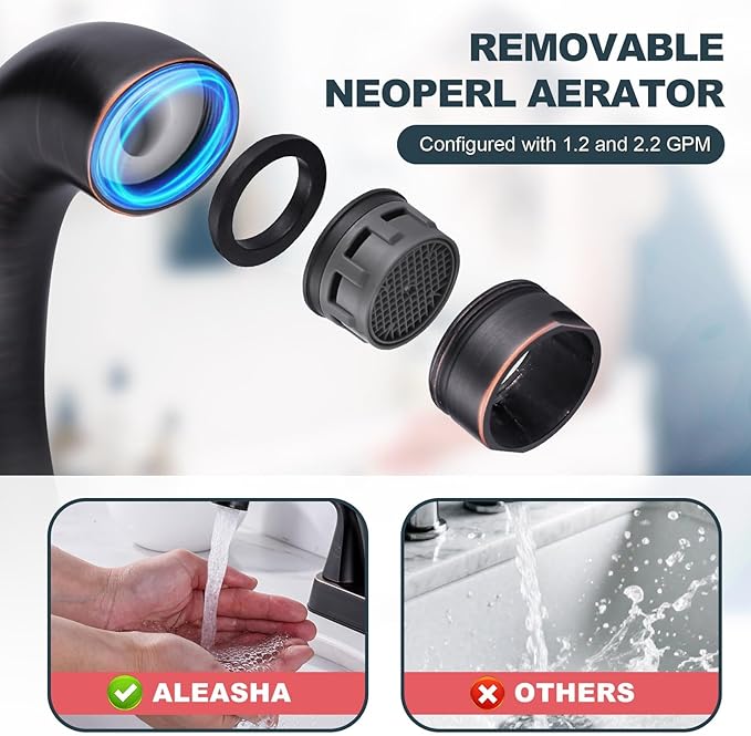 Bathroom Sink Faucet Oil Rubbed Bronze: ALEASHA 4 Inch Centerset Bathroom Faucet, 2-Handle Vanity Sink Faucet with Pop-Up Drain Stopper, RV Lavatory Faucets for Washroom Sink