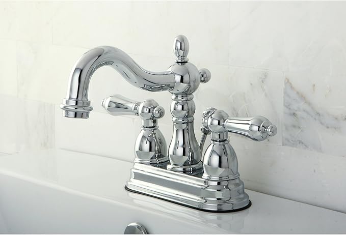 Kingston Brass KB1601AL Heritage 4-Inch Centerset Lavatory Faucet with Metal Lever Handle, Polished Chrome