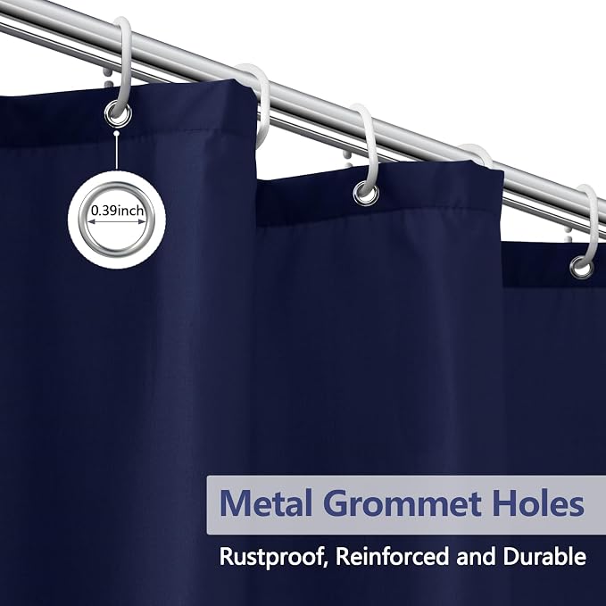 Seenus Navy Blue Fabric Shower Curtain Liner with 3 Magnets, 72 x 72 inch Waterproof Cloth Shower Liner Washable, Neutral Dark Shower Curtain for Bathroom