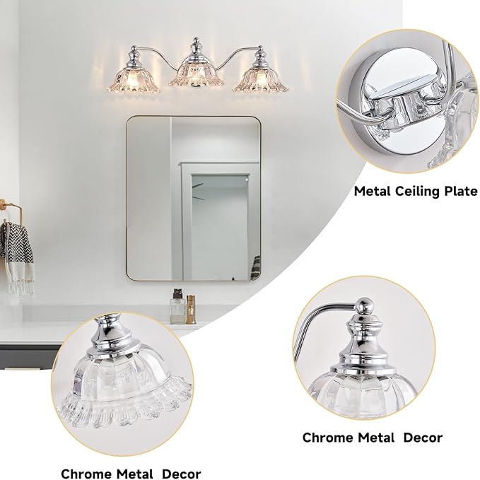 Chrome Vanity Light 3 Light Bathroom Lights Vanity Lights for Bathroom Bathroom Light Fixtures